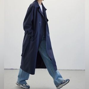 Nordstrom Town Square navy blue belted trench coat